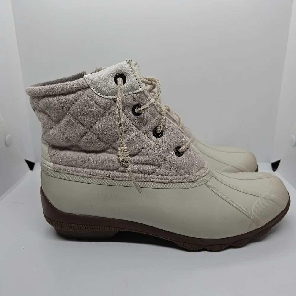 Sperry Syren Gulf wool blend quilted duck boots in Oat Cream 8.5